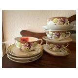 Hand painted Nippon cups (4), saucers (6)