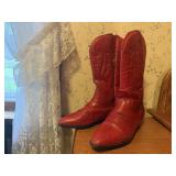 Well loved red cowboy boots