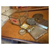 Brass trinket box, compacts, pill box