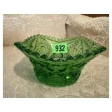 Green cut glass bowl