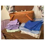 Picnic basket, fabric napkin collection