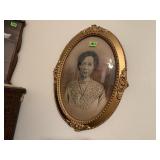 Antique portrait, concave frame