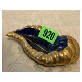 Cobalt & gold trimmed trinket dish