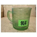 Green depression glass measuring cup