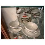 Plain pink rose china cups, saucers