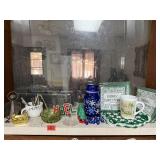 Christmas decorations, napkins, nutcracker, picks