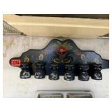 Folk art hanging rack, egg cups