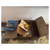 Metal box of tools, hardware, timer