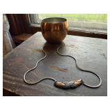 Copper tea light holder, necklace