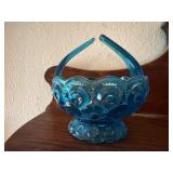 Vintage teal glass basket