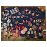 Costume jewelry collection earrings, brooches