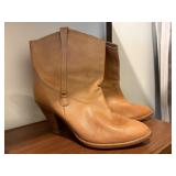 High heel leather ankle boots