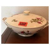 Moss Rose china chafing dish, bowls