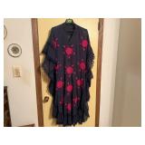 Pink embroidered ruffled kaftan