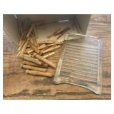 Glass Midget Washer washboard, clothespins