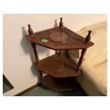 Boho carved corner curio shelf