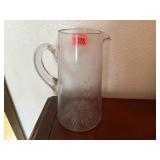 Etched glass beverage pitcher