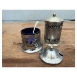 Cobalt & silver jars (2)