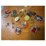 Military pins, medals