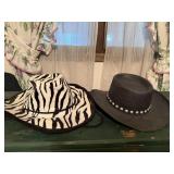 Zebra print, black cowboy hats