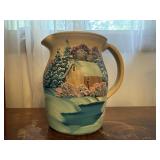 Painted stoneware pitcher