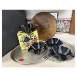 Pizza stone, pans, taco salad shell forms