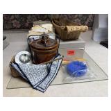 Kitchen lot, cheese crock, timer, recipe boxes