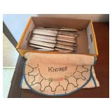 Box of knives, linen knife keeper