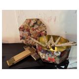 Cookie tin, folding measuring tapes (3)