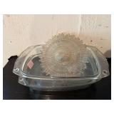 Glass covered dish, decorative glass