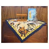 Cat scarf, bottle, napkin holder, Guide to Avon