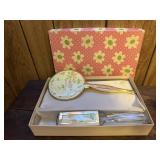 Vanity set, hand mirror, comb, brush