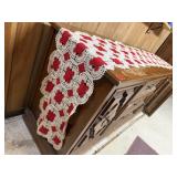 Red & white crocheted runner