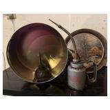 Oil cans, Currier & Ives tin