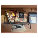 Wire rack of cookbooks