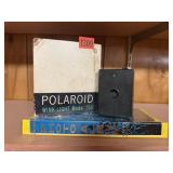 Photo album, Polaroid flash, vintage camera