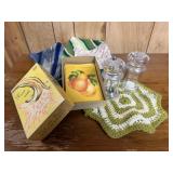 Potholders, salt & pepper grinder, recipe