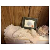 PIcture, crystal bowl, lace runners