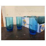 Tall teal drinking glasses