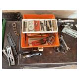 Toolbox, contents included, tape measure, wire,