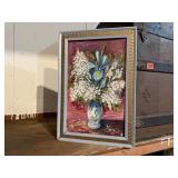 Flower paintings (3),framed some water damage
