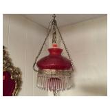 Red crystal hanging light fixture