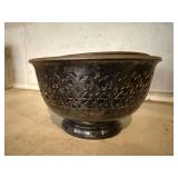 Silver bowl, floral frog