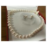 Pearl necklace, earring boxed set