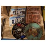 1942 Chevrolet shop manual, keys, license plates