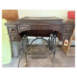 Antique sewing machine cabinet, contents included