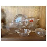 Pyrex mixing bowl, covered dishes