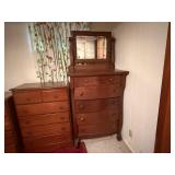 Antique tallboy dresser with attached mirror