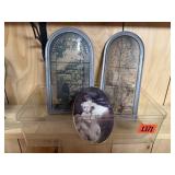 Shabby chic plate, black & white religious panes