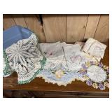 Tote of doilies, needlepoint